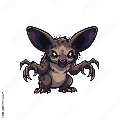 Cute cartoon bat creature smiling.