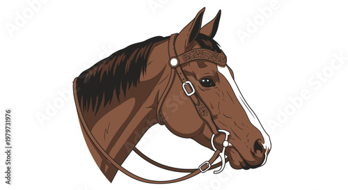 Brown Horse Head with Bridle On.