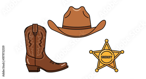 Western Cowboy Sheriff Badge Hat Boot.