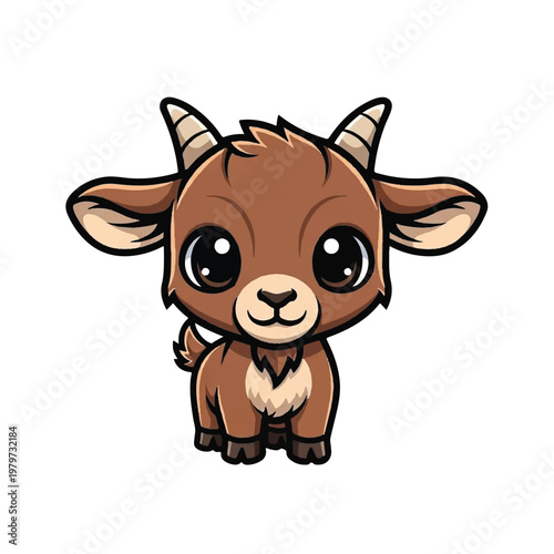 Cute Cartoon Goat Kid Animal.