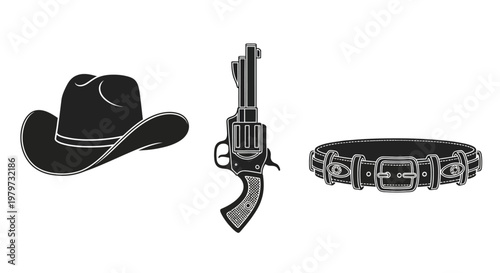 Western Cowboy Hat and Gun.
