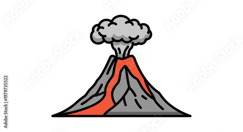 Volcano Eruption with Smoke and Lava.