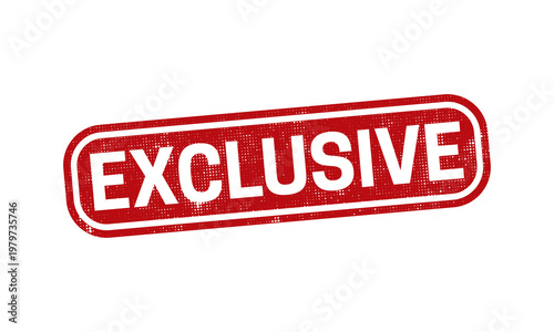 Red textured stamp with the word exclusive isolated on white background