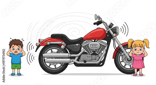 Loud Motorcycle Noise Disturbs Children.