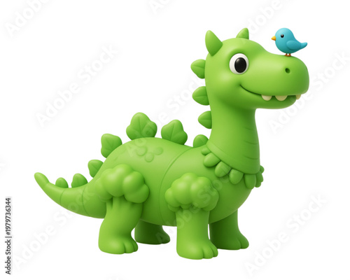A 3D cartoon image of a long-necked dinosaur with a body resembling a bright green, appetizing broccoli.