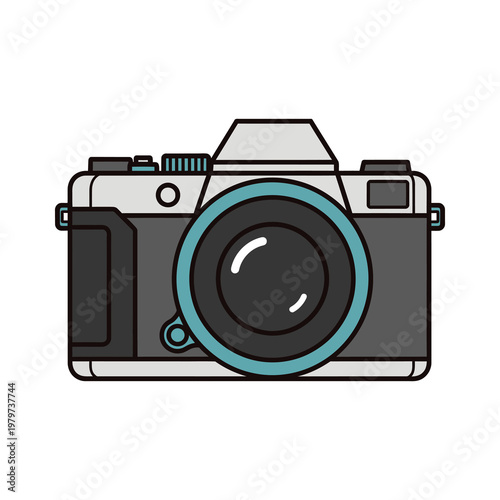 Illustration of a modern digital single lens reflex camera icon