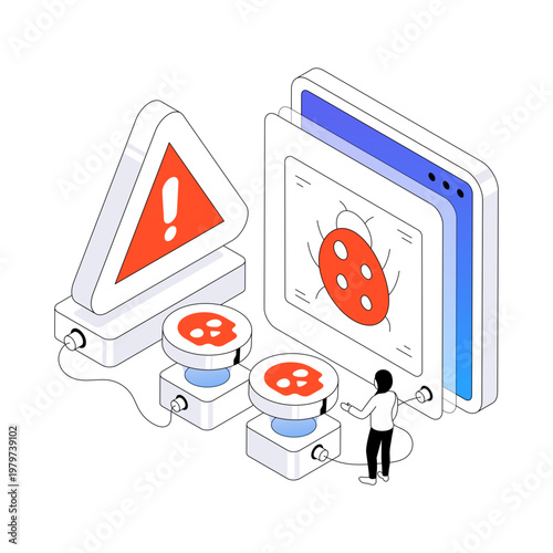 Trendy design illustration of malicious website 