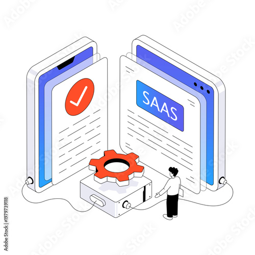 A unique design illustration of saas technology 