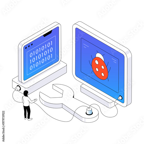 Creative design illustration of bug fixing 