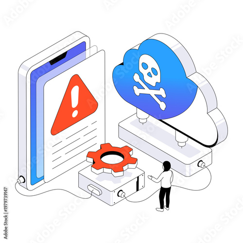 Editable design illustration of cloud threat 