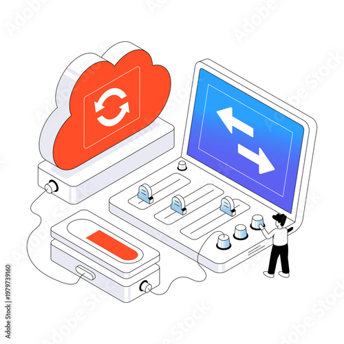 Editable design illustration of cloud recovery 