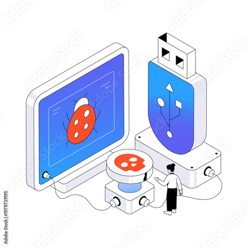 A unique design illustration of USB virus 