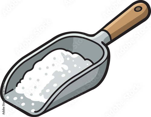 Gypsum Scoop With Plaster Powder in Metal Hand Scoop for Construction and Crafts