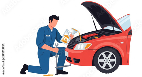 Mechanic Checking Car Engine.
