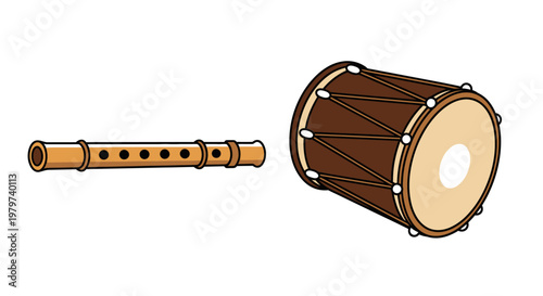 Traditional Indian musical instruments.
