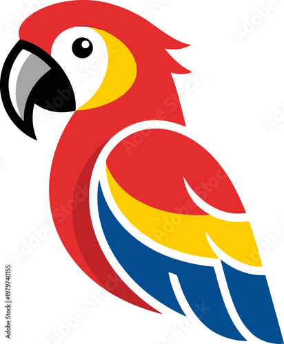 Colorful macaw parrot profile showing vibrant plumage vector can Editable