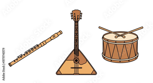 Traditional musical instruments on display.