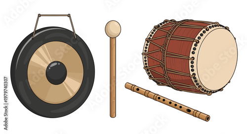 Musical instruments for sound and rhythm.