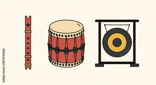 Musical instruments for rhythm and beat.