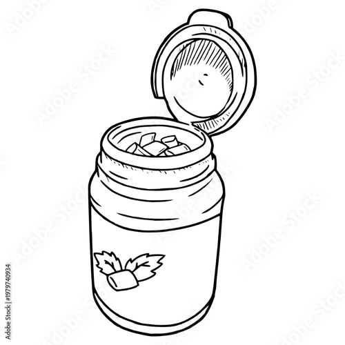chewing gum jar illustration hand drawn outline vector