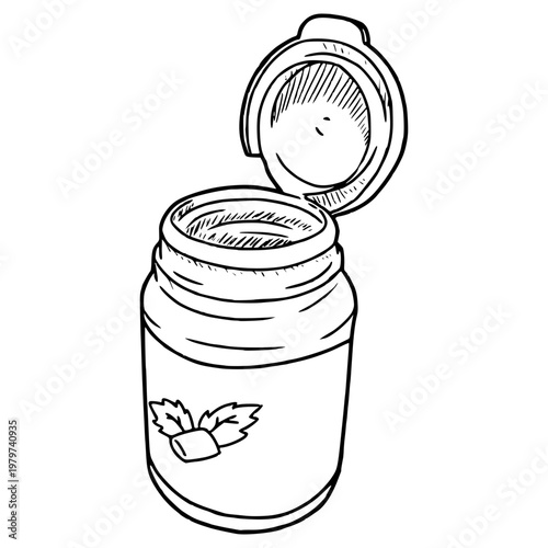 empty chewing gum jar illustration hand drawn outline vector
