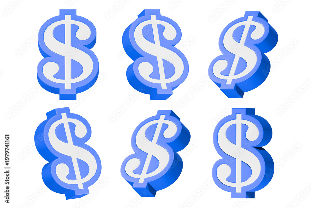 Obraz premium dollar sign icon 3d render blue color