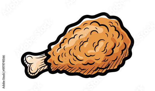 Crispy fried chicken leg isolated on black background