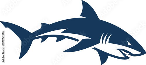 Fierce shark illustration with sharp teeth and jagged fins vector can Editable