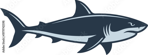Shaded shark silhouette with realistic body proportions vector can Editable