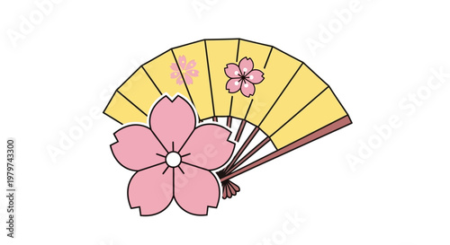 Pink Flower Hand Fan Accessory.