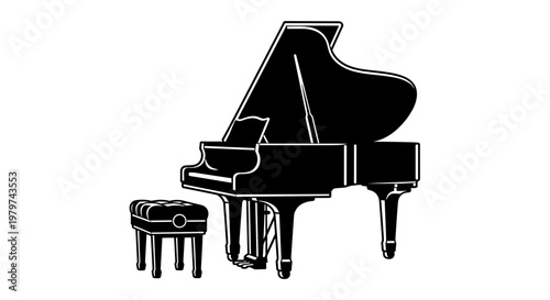 Black Grand Piano Instrument.