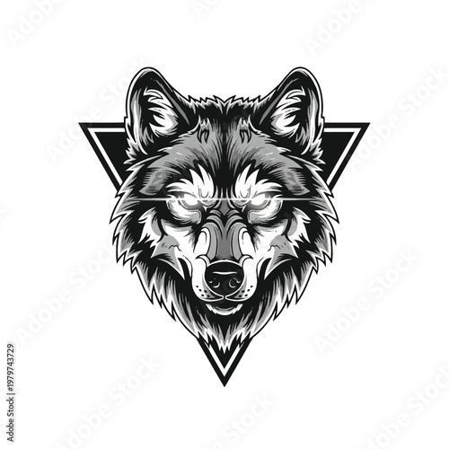 Wolf head with sharp eyes.