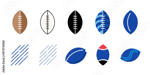 American Football Icon Set – Sports Ball and Game Symbols Collection, Modern UI Vector Pack