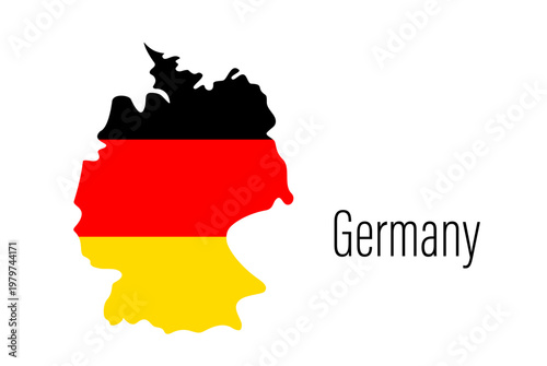 Germany country contour map with flag. Map silhouette of Germany. EU country drawing background. Shape of country in colors of flag. European country. Vector minimalist illustration for design