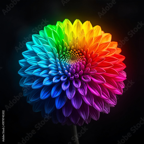 Luxury gold chrysanthemum flower with metallic glowing petals on a dark black background. Symbol of prosperity, wealth, and success in feng shui concept. 