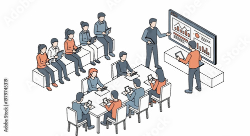 Business people in a meeting presentation.