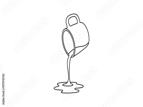 Simple line drawing of a pitcher pouring liquid creating a small puddle