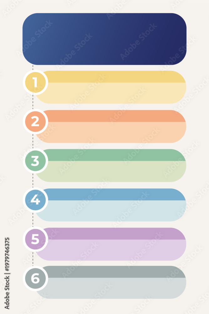 Fototapeta premium Blank infographic template with six steps layout. Editable design for custom content presentation concept.