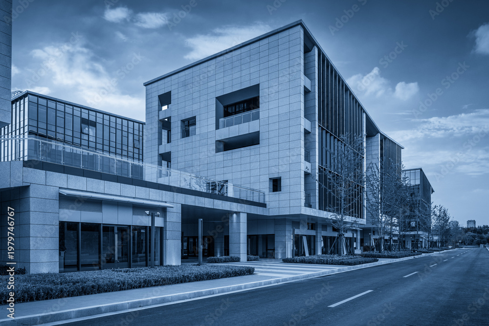 Obraz premium Modern Architectural Design in a Urban Landscape with Cool Tones