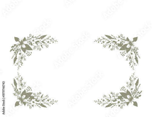 elegant floral border design with green leaves and flowers