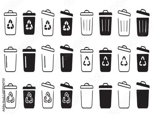 trash can icon set