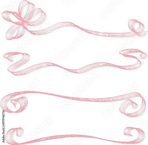 アンティーク調の飾りアンダーラインセット 　ピンクカラー　Adobe Illustrator Artwork
