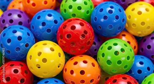 Colorful perforated balls playful spheres in assorted bright hues