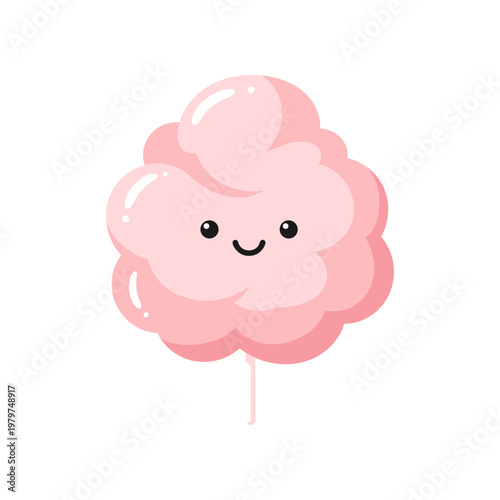 Pink cartoon cotton candy smiling face.