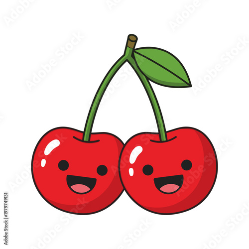 Two cartoon cherries with smiling faces 1.