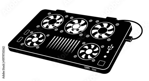 Black DJ controller with buttons.