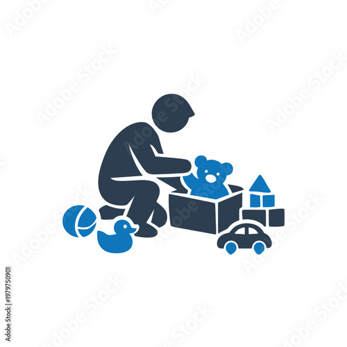 Father Tidying Child Toys Icon