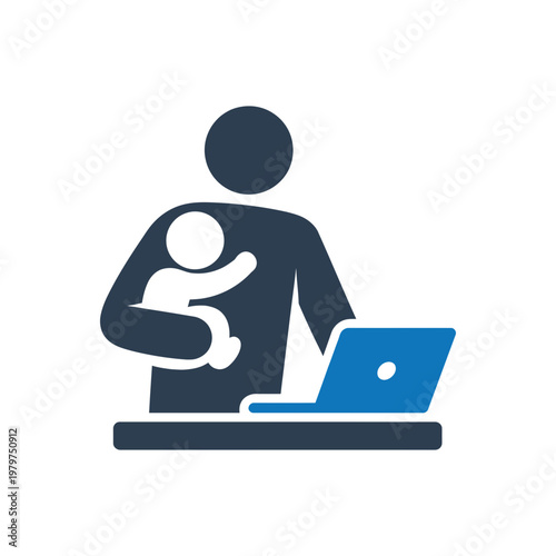 Father Working While Parenting Icon