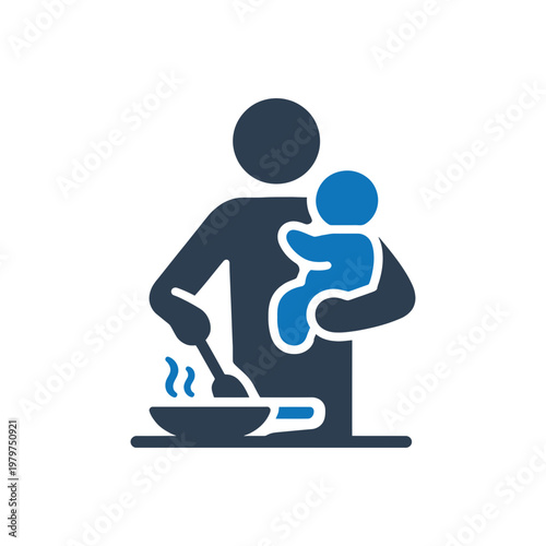 Multitasking Parent Cooking Icon
