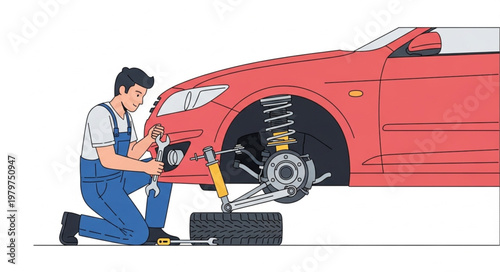 Mechanic repairing a car.